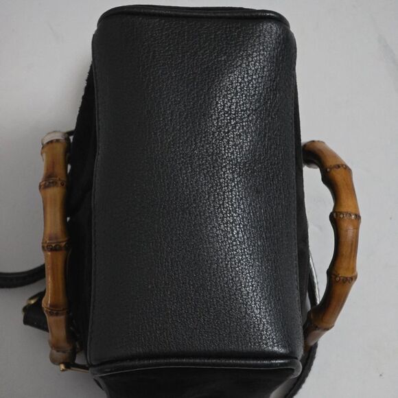 Authentic Gucci Diana Mini Black Suede Bamboo 2-Way Crossbody Handbag - Picture 8 of 15
